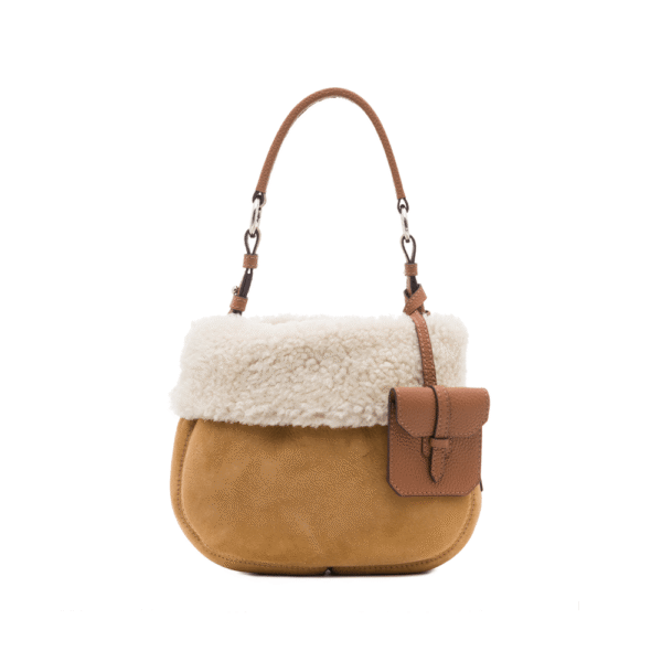 Mini Luna Kürklü Suet Taba